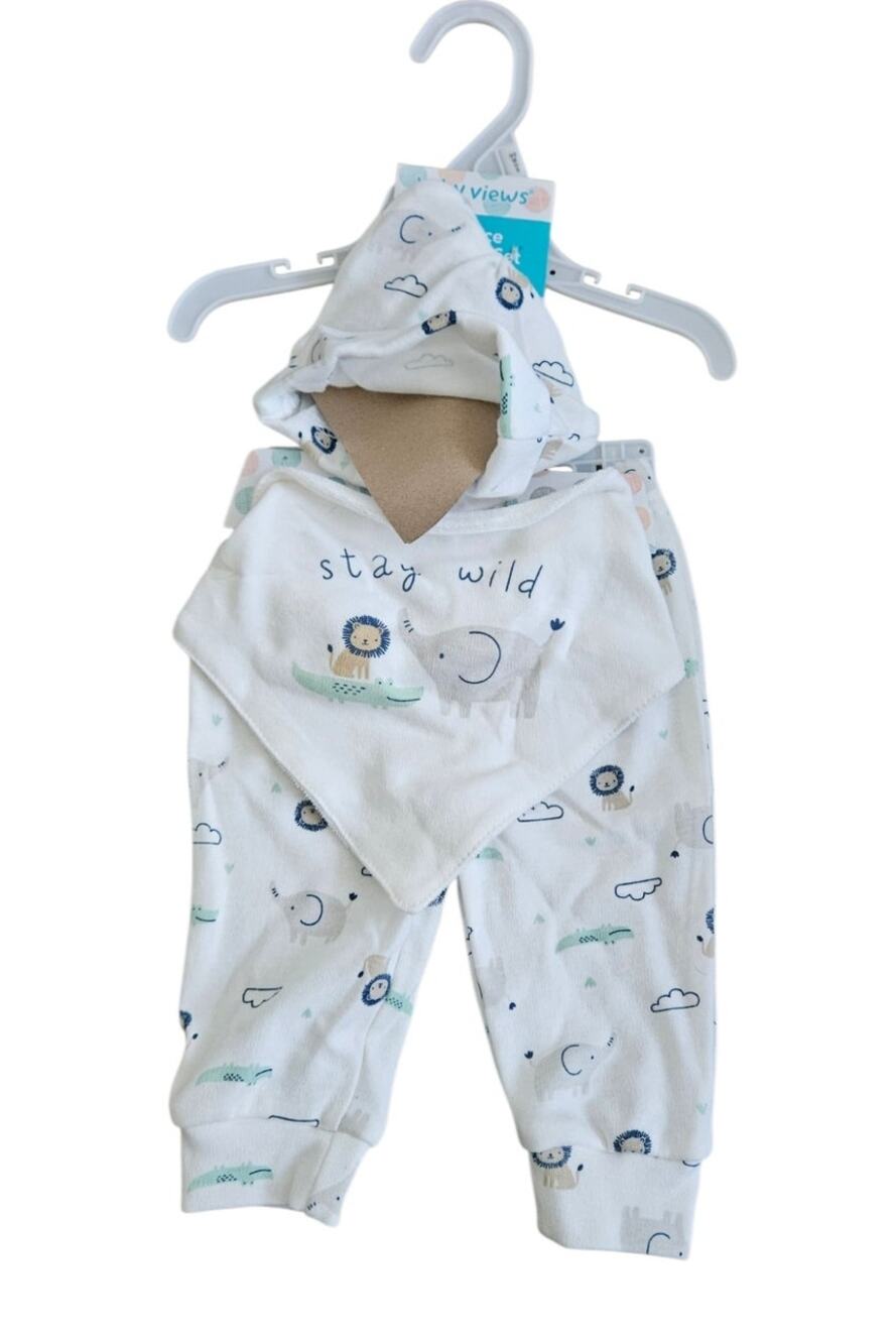 Baby Views 2 Piece Gift Set NWT Safari Lion Elephant Stay Wild Newborn"